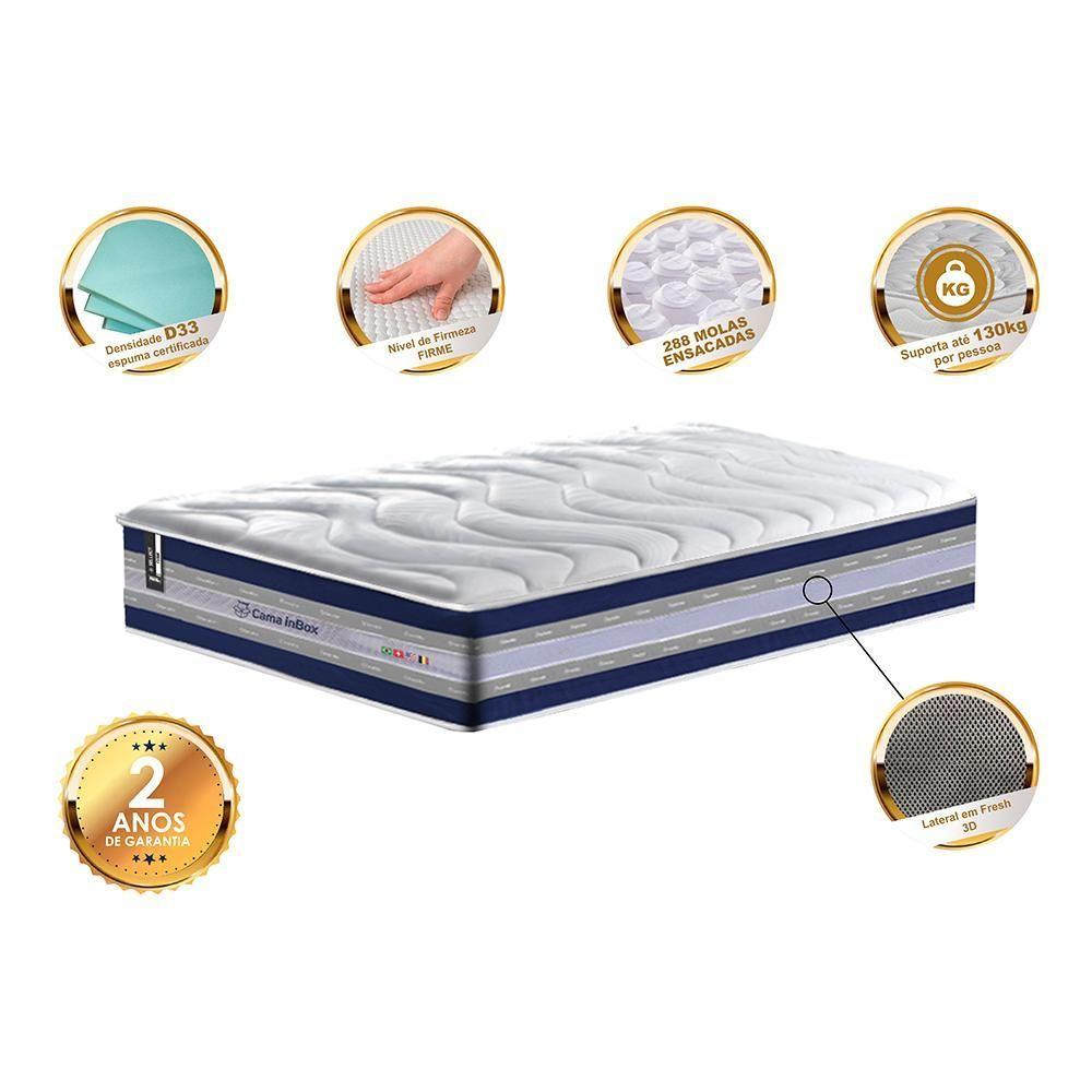 Miniatura Colchão Solteiro De Molas Ensacadas D33 Cama Inbox Select Firme 88x188x32 Azul