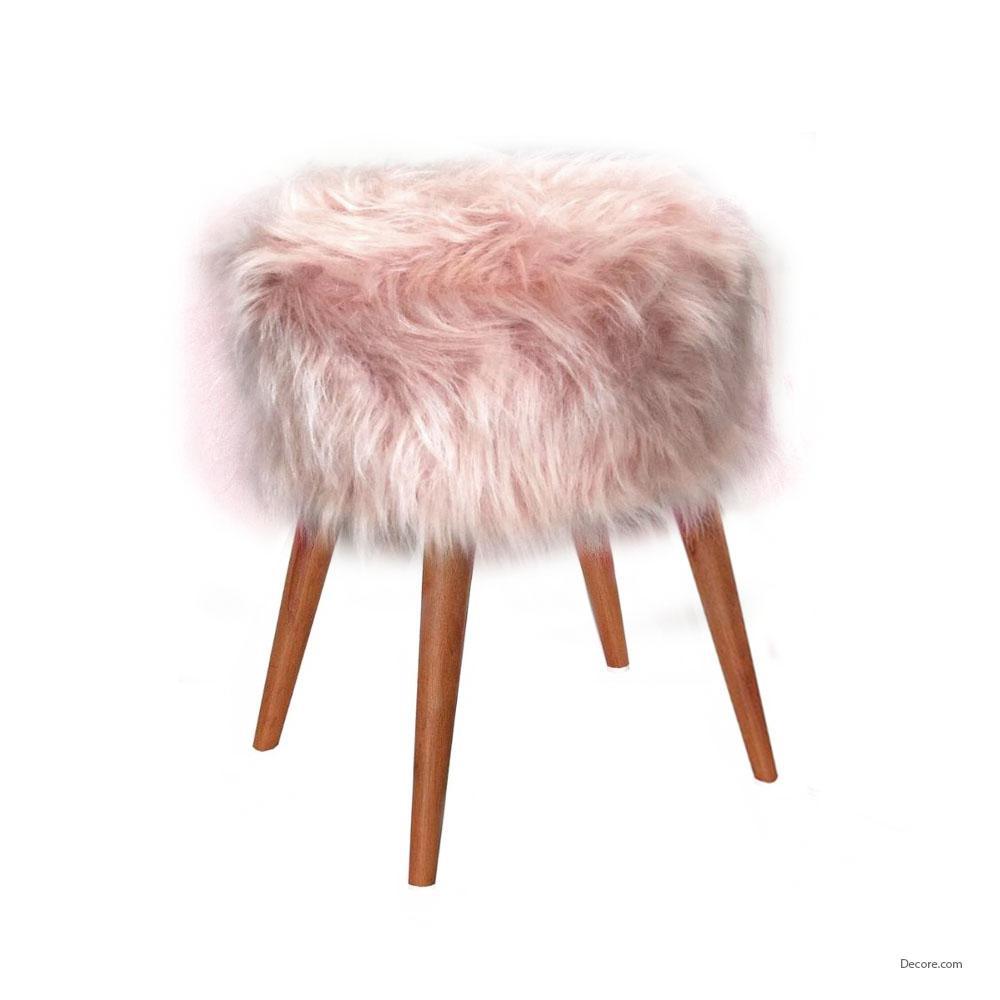 Miniatura Puff Para Sala E Hall De Entrada Pelo Alto Rosê 4 Pés