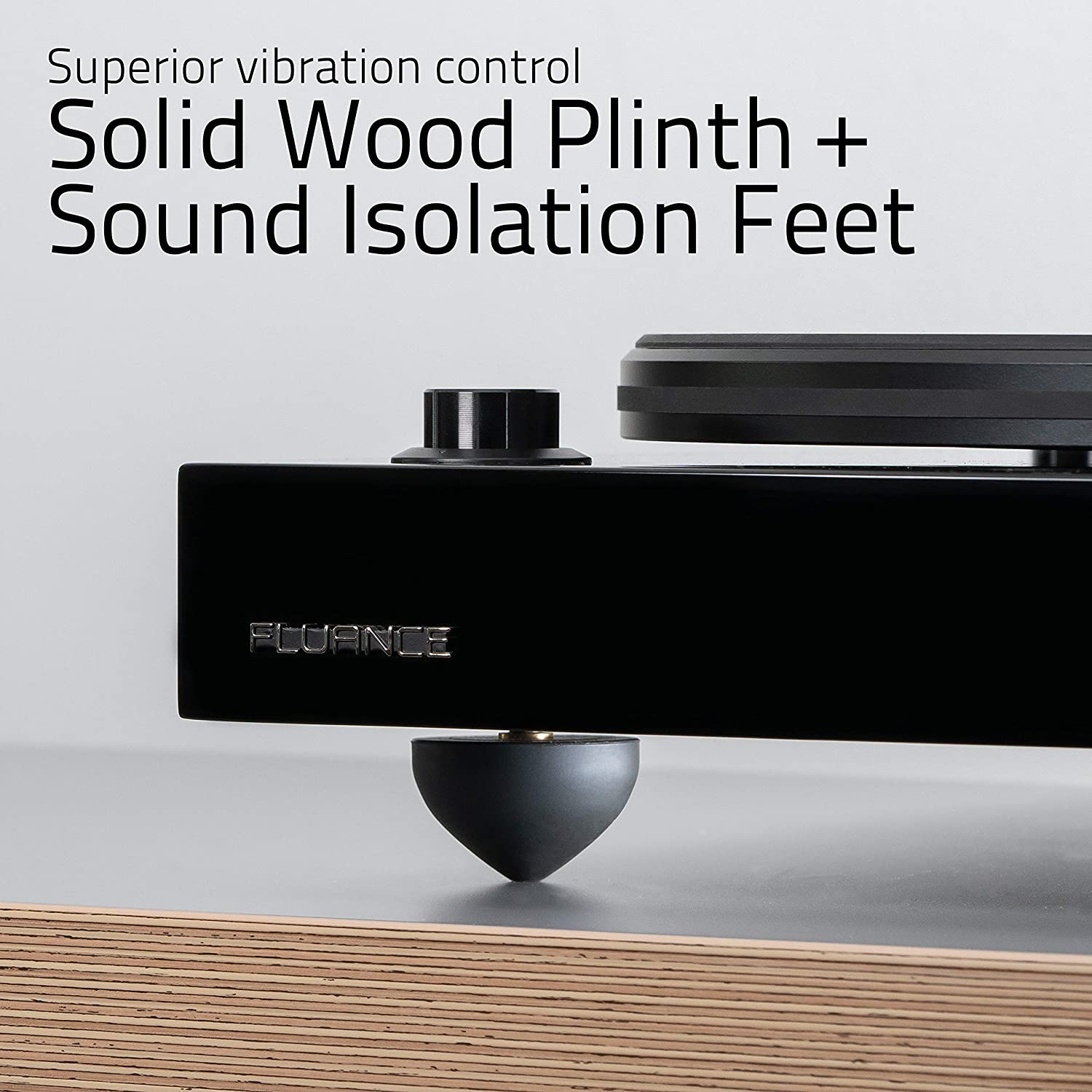 Miniatura Fluance RT82 Reference High Fidelity Vinyl Turntable Record Player with Ortofon OM10 Cartridge Speed Control Motor Solid Wood Plinth Vibration Isolation Feet Piano Black