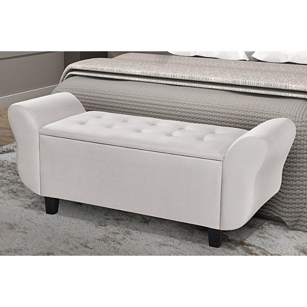 Conjunto Quarto Recamier Baú Cabeceira 140 Cm Bege
