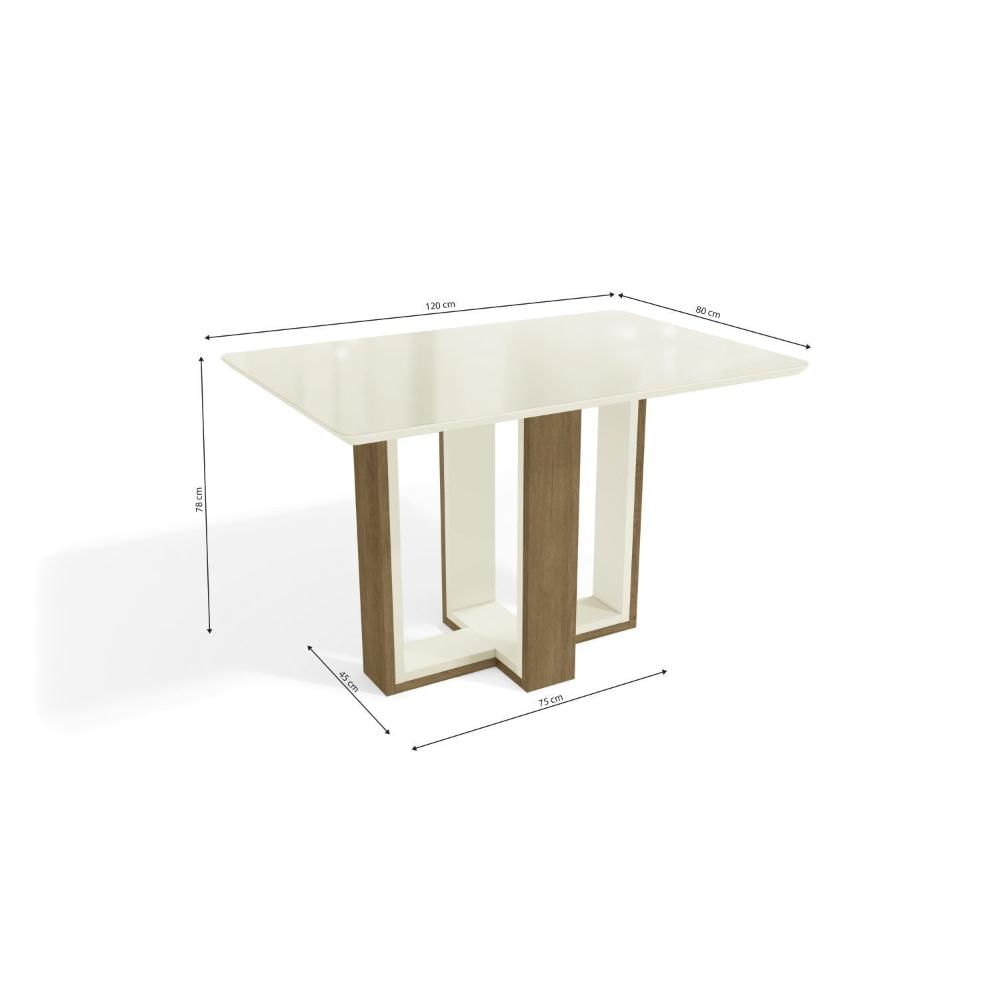 Miniatura Conjunto Sala de Jantar Centella com 4 Cadeiras Freijo/Off White/Chumbo