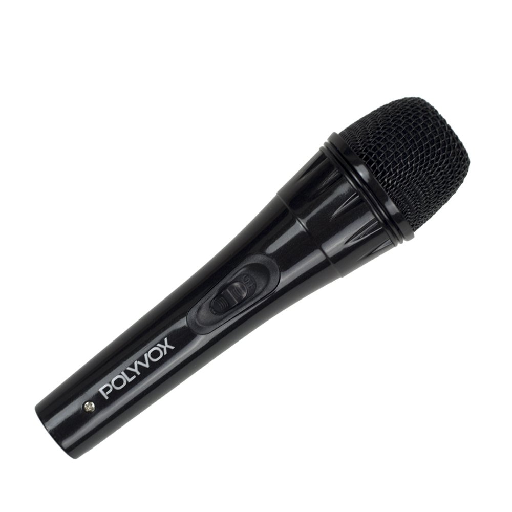 Miniatura Microfone Dinâmico Preto com Fio Polyvox