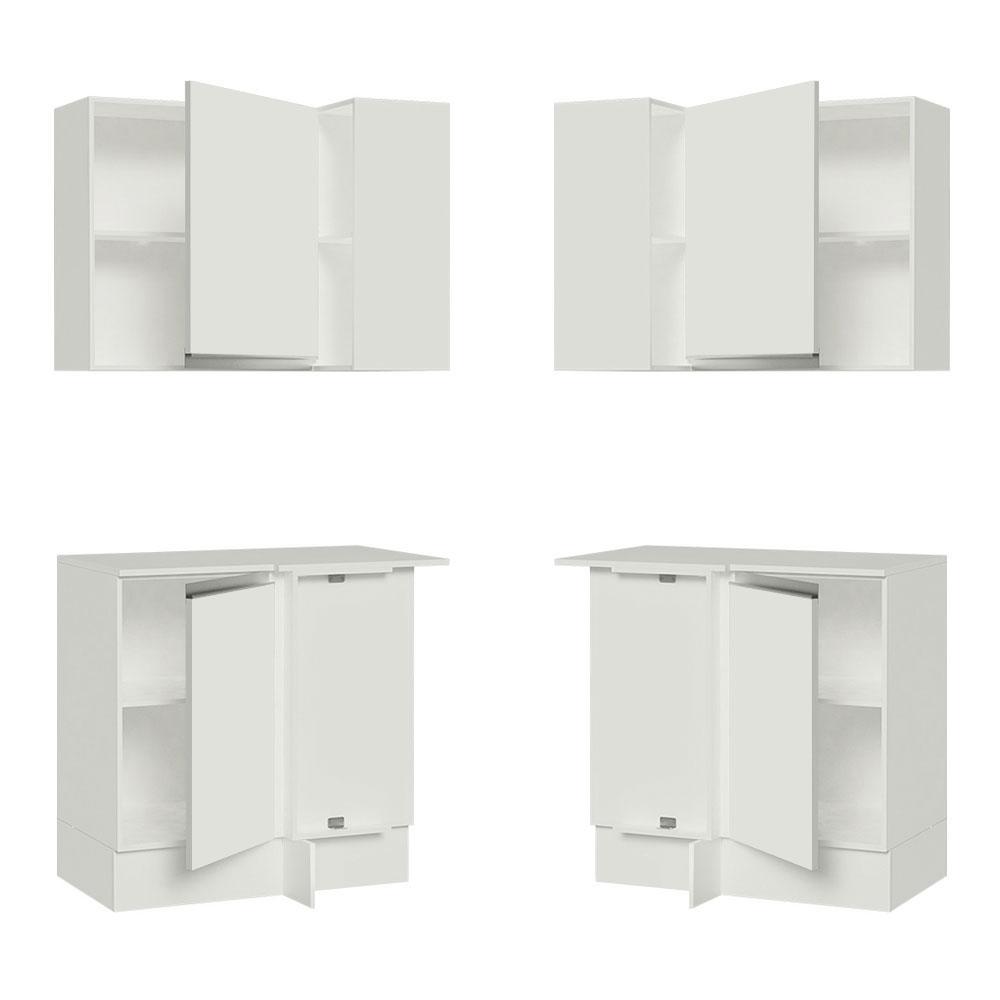 Miniatura Kit Armário de Cozinha de Canto 100% MDF 2 Portas e Nicho Branco Smart Madesa Branco