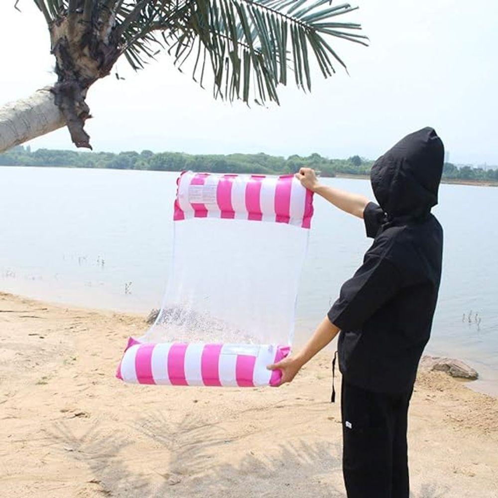 Boia Rede Piscina Cama Flutuante Colchão Reclinável Inflável Cadeira Espreguiçadeira De Pvc Rosa