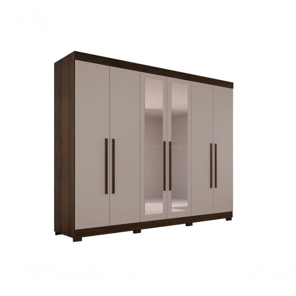Miniatura Guarda-roupa Casal 6 Portas 6 Gavetas Com Espelho órion Premium Salleto Savana/off White