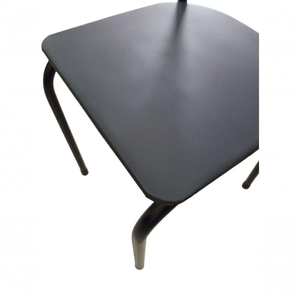 Miniatura Kit 2 Cadeiras Preta Para Cozinha Jantar Metal Tubular Almofadada Assento Preto