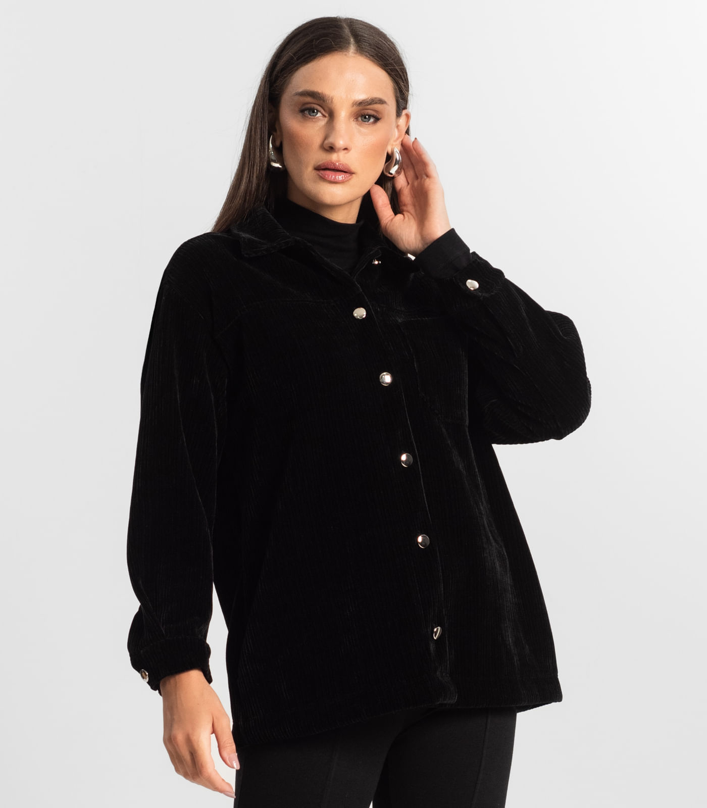 Miniatura Casaco Feminino Veludo Cotelê Endless Preto M