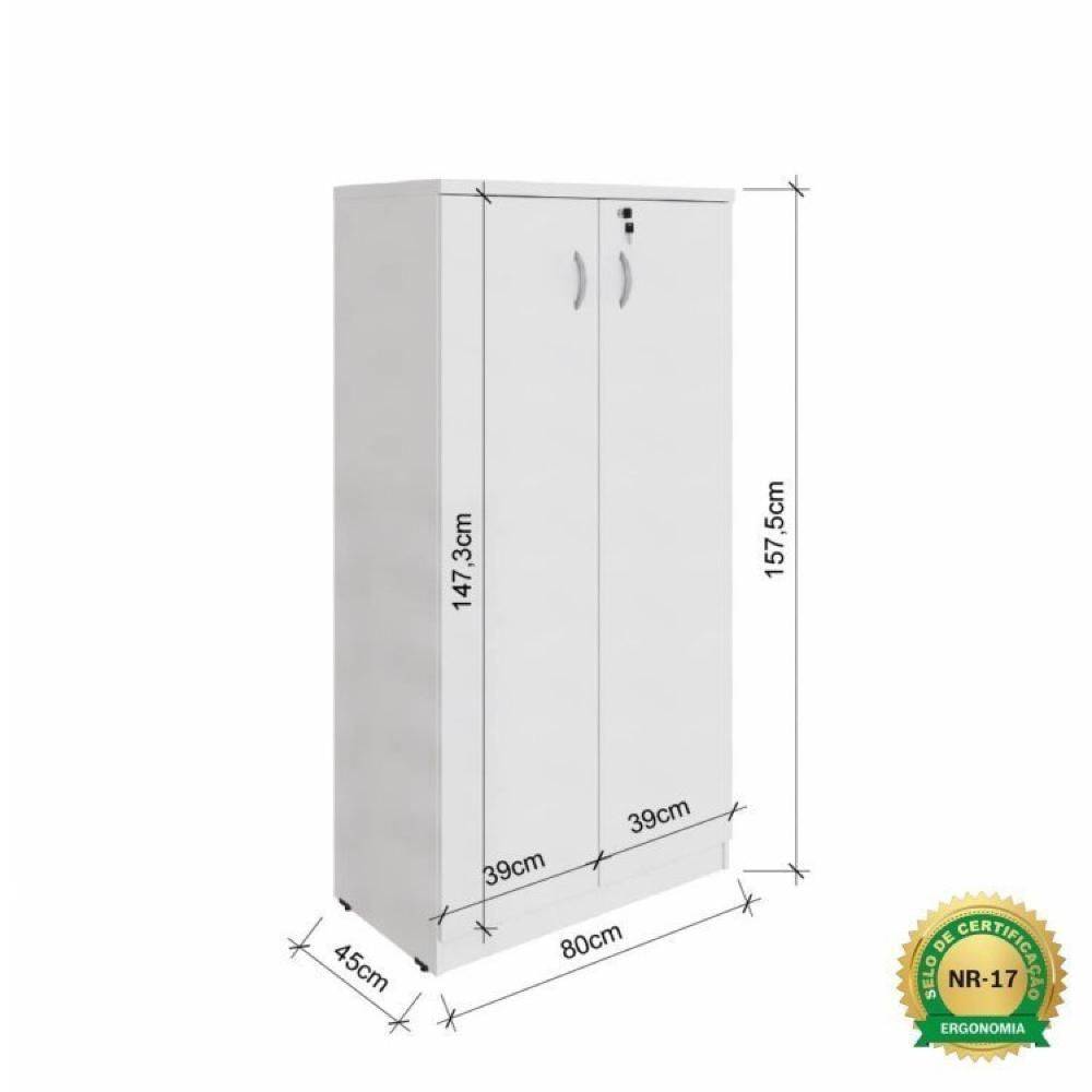 Miniatura Armário para Escritório Alto 2 Portas e Armário Baixo 2 Portas com Chave Espresso Móveis Cinza Cristal