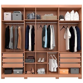Miniatura Guarda-Roupa Casal Bartira Diplomata 7 Portas de Bater 6 Gavetas Internas MDP - 255,6cm de Largura Avelã/Capuccino