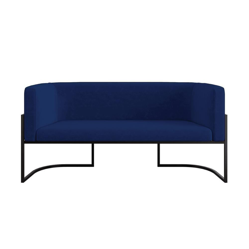 Miniatura Sofá Namoradeira 2 Lugares Moderna Base Metal Black Balaqui Azul Marinho