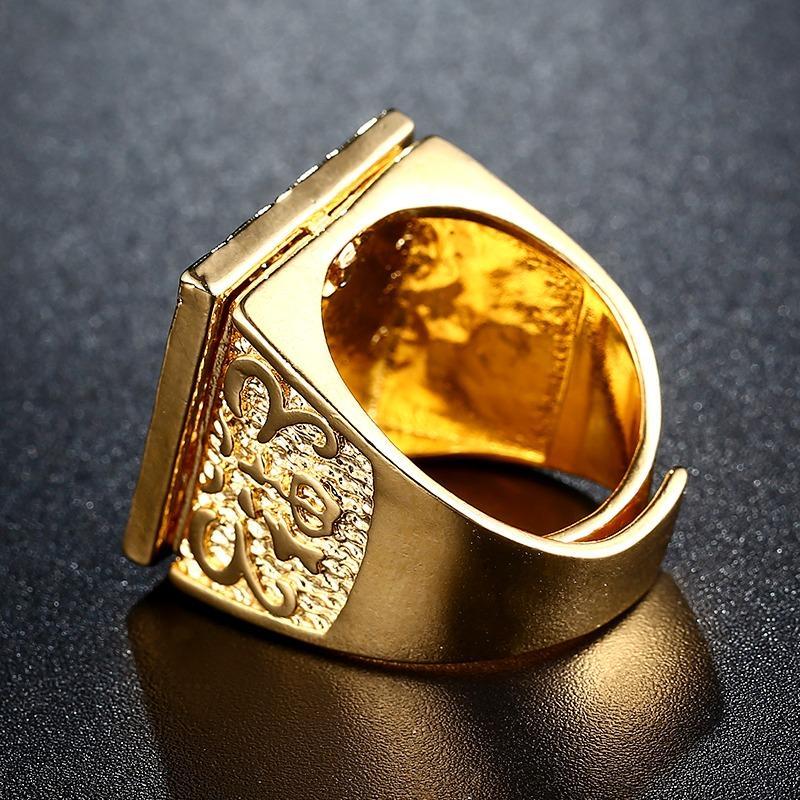 Miniatura Anel Grande Masculino Águia Banhado A Ouro Ajustável