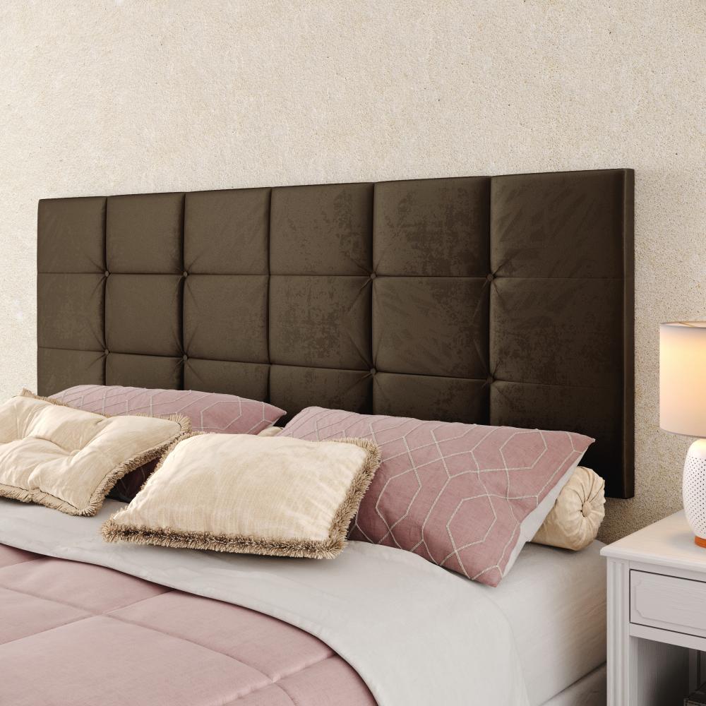 Miniatura Kit Decorativo Quarto Casal Penteadeira Suspensa Gloss Mesinha Lateral Estilo Preto|Freijó Cabeceira Cama Box Queen Bia 1.60 Marrom Suede - RPM Móveis