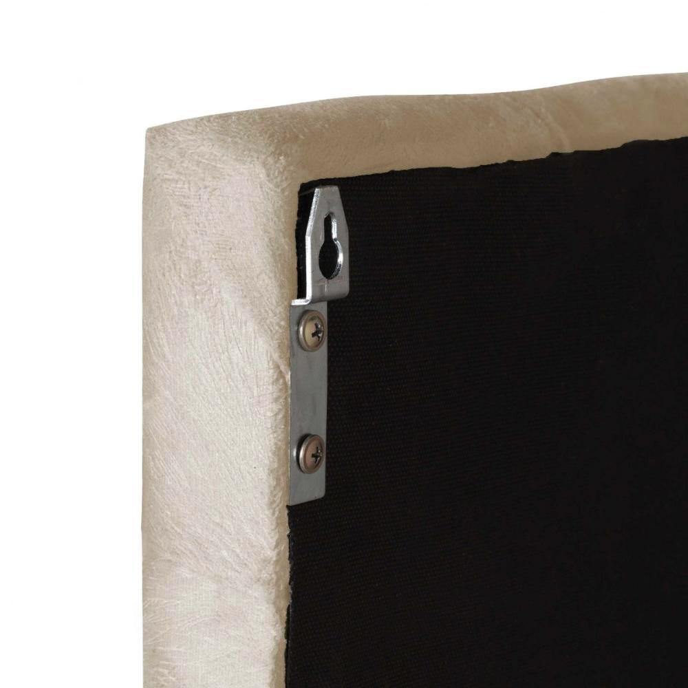 Miniatura Jogo Quarto Completo Kit 2 Mesinhas Nicho Retrô Estilo Off White/Freijó e Cabeceira Suspensa Cama Box King Size 1.95 Bia Areia Suede - RPM Móveis