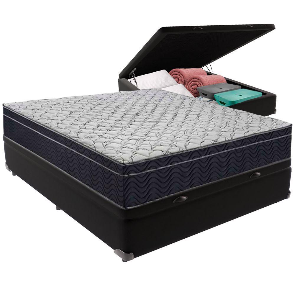 Miniatura Cama Box Baú E Colchão Airtech 150 Espuma D45 Casal Ortobom Casal Preto