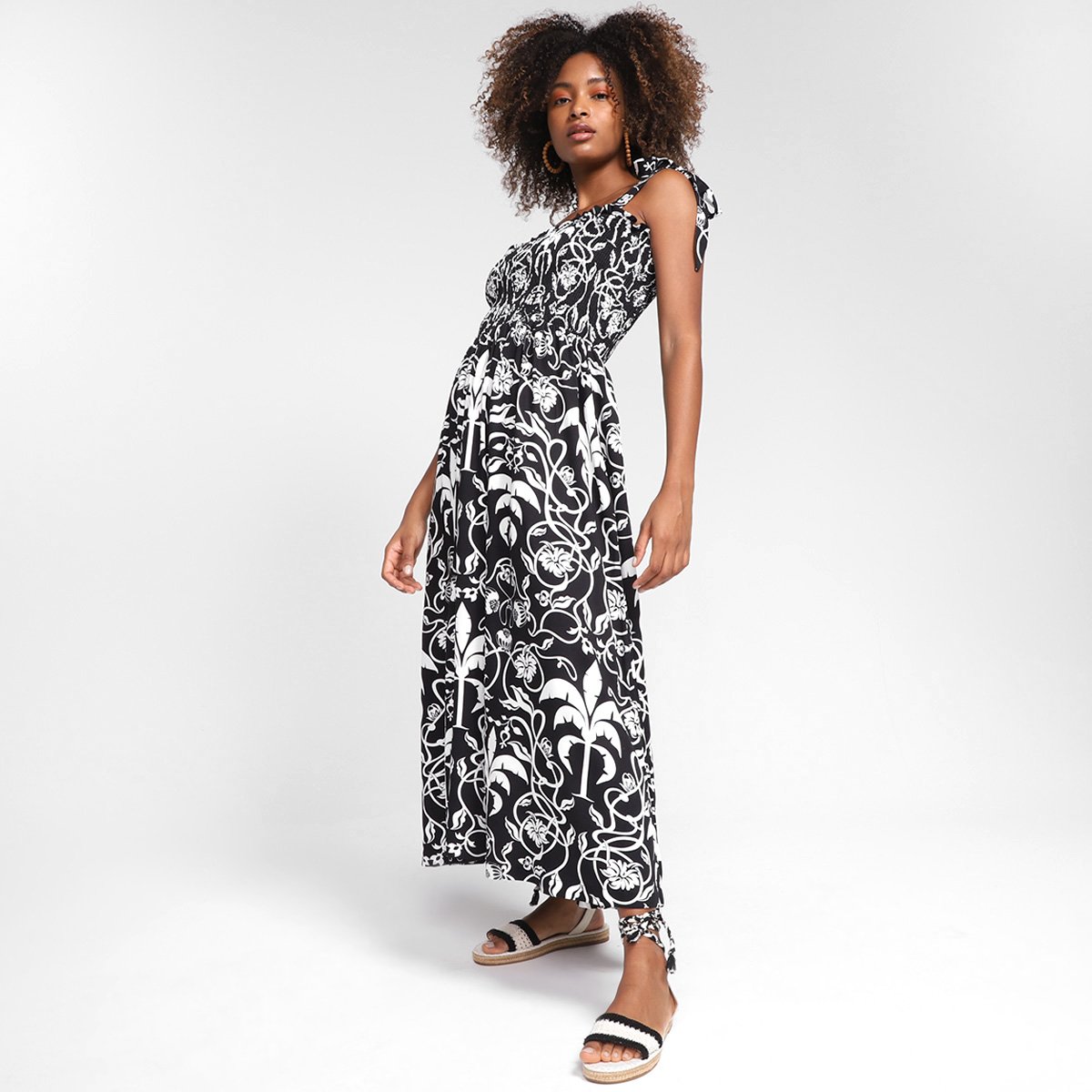 Miniatura Vestido All Is Love Midi Tropical Preto - G