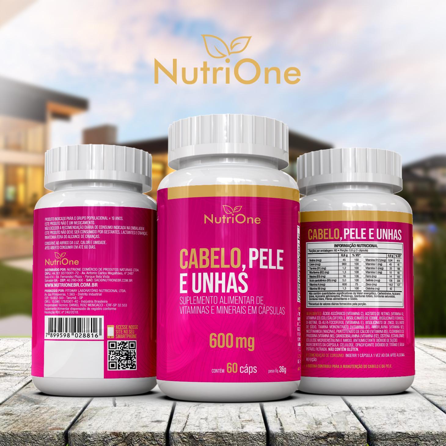 Miniatura Cabelo, Pele E Unhas 60 Caps 600Mg 16 Ativos - Nutrione