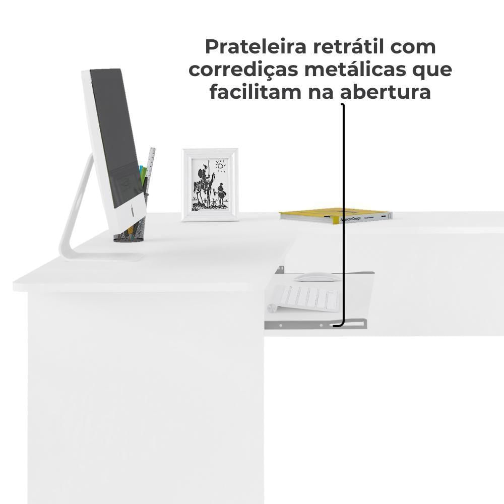 Miniatura Mesa Escrivaninha De Canto 1 Gaveta 150x165 Cm Branco Arly