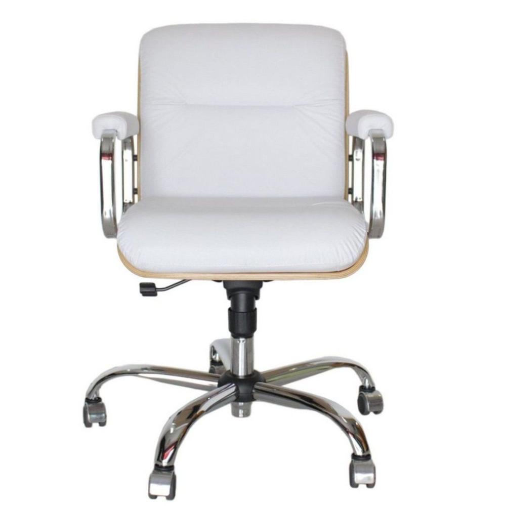 Miniatura Cadeira Eames Original para Escritório com Rodinhas Anti Risco da Linha Capa em Madeira Branco/Bege