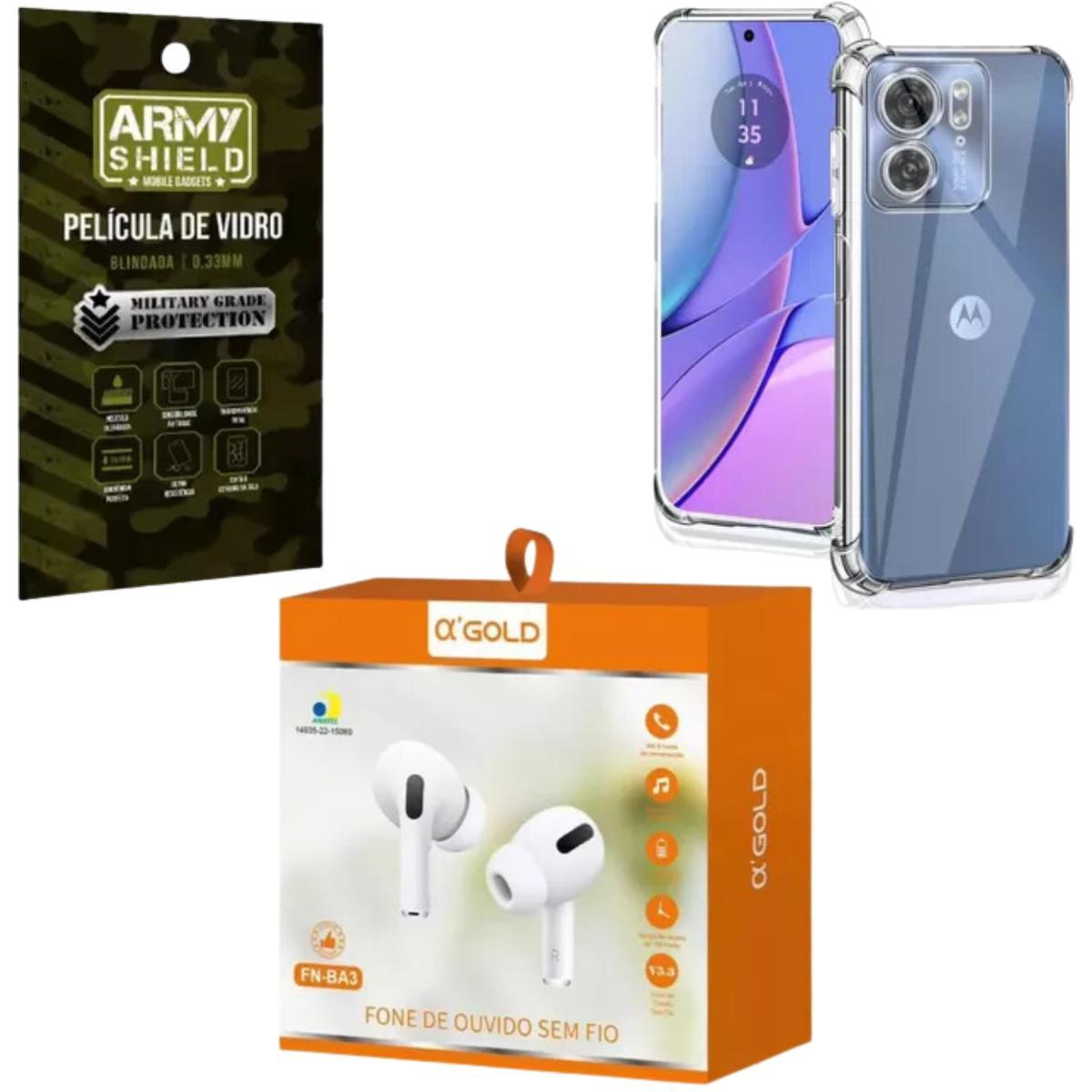 Miniatura Kit Capinha Motorola Moto E20 + Fone Bluetooth + Pelicula