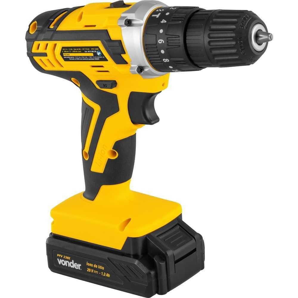 Miniatura Parafusadeira Furadeira Impacto Bateria 20 Volts Pfv238l 6001000238 Vonder