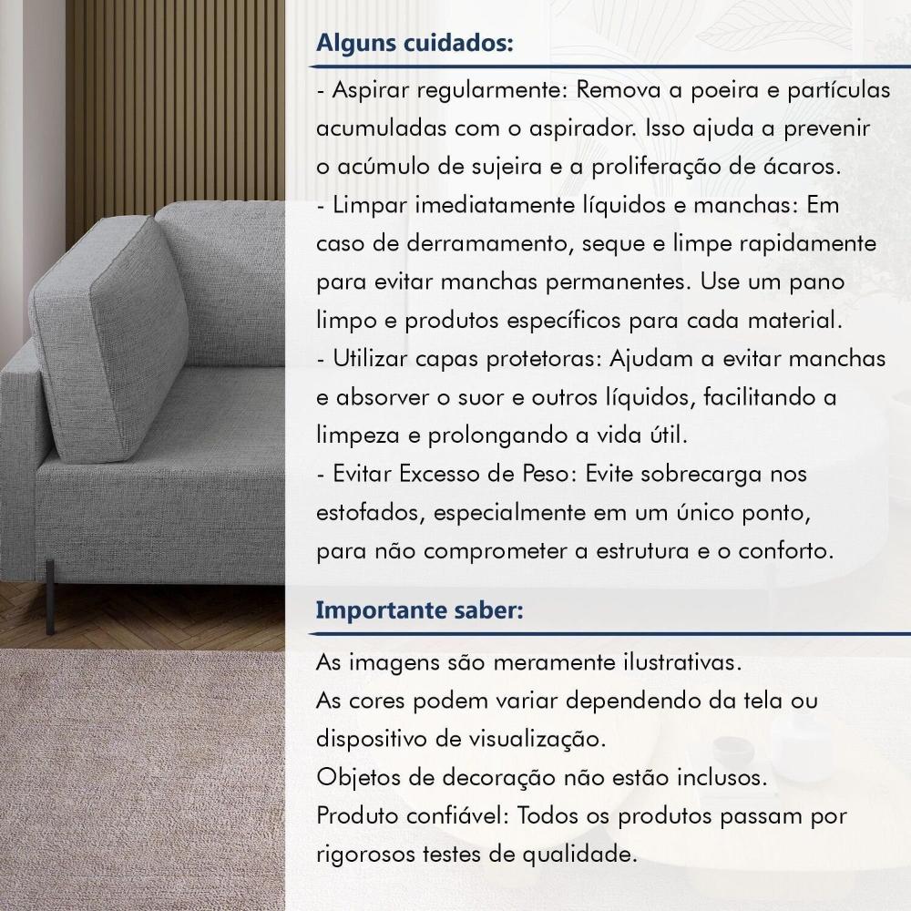 Sofá Living Orgânico 2 Lugares 165cm Norten Cinza
