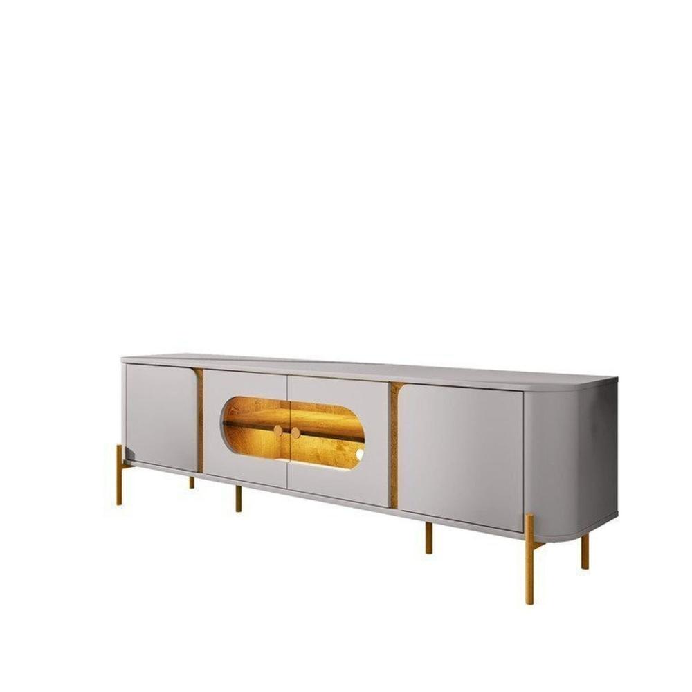 Miniatura Painel Maresias com Rack Juquehy com Led Off-White/Naturalle