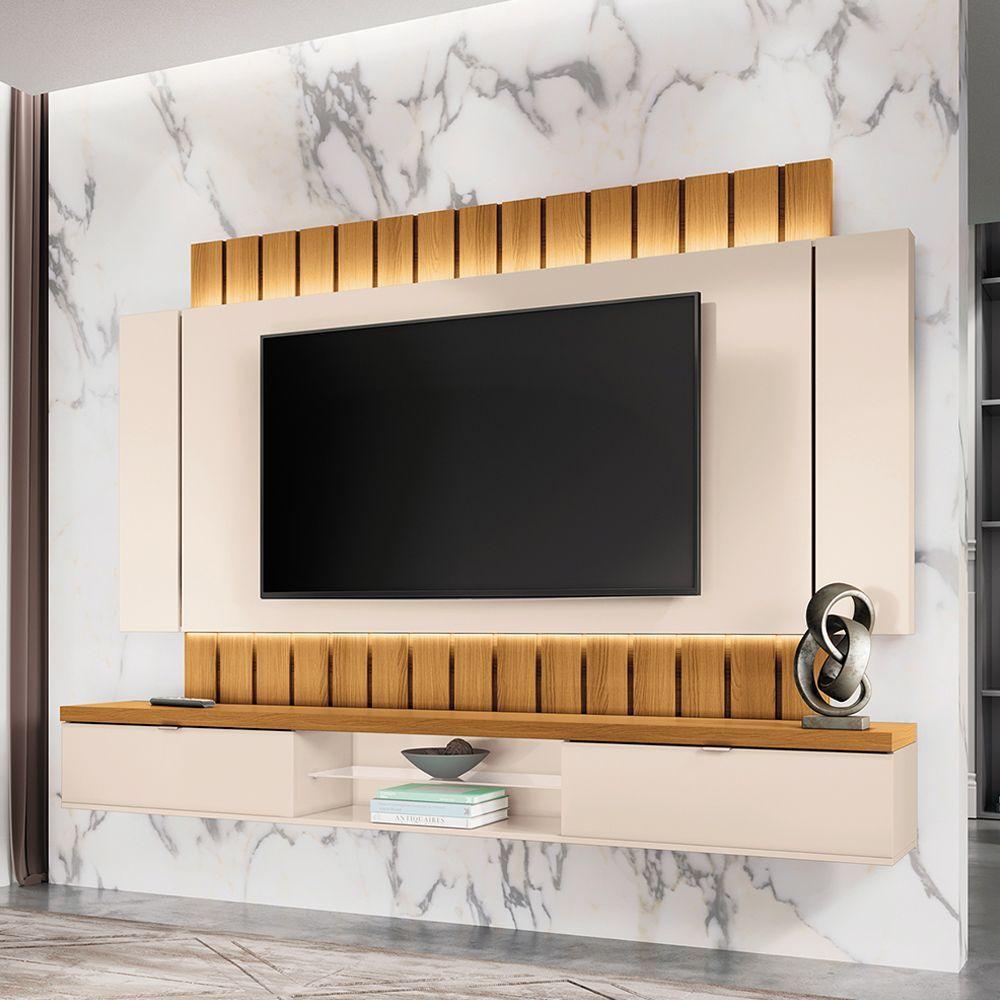 Miniatura Painel Home Suspenso 2.2 Para Tv Até 70" Sala De Estar Shawn Off White/cinamomo G26 - Gran Belo
