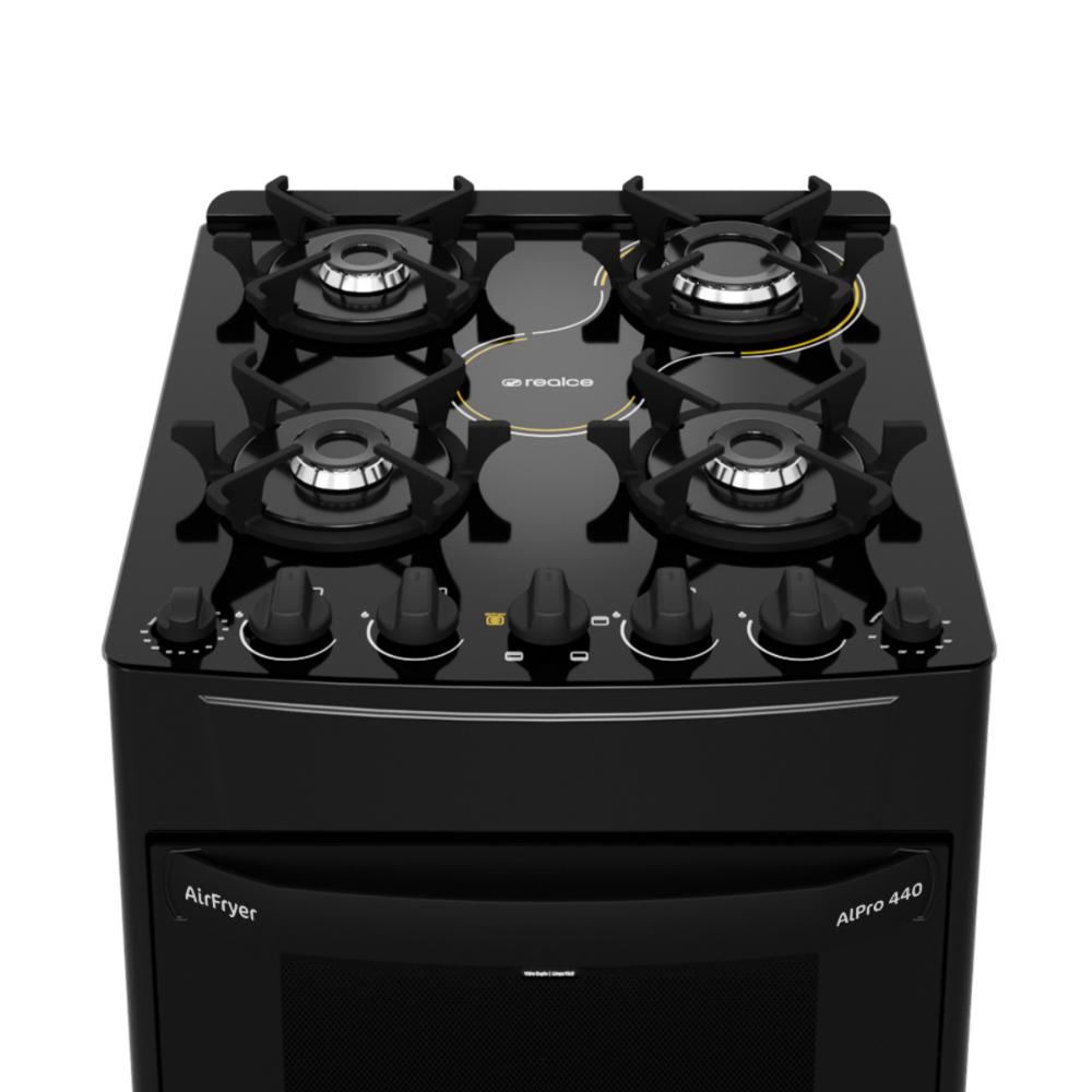 Miniatura Fogão 4 Bocas a Gás/Elétrico com AirFryer 127V Alpro 440 Realce CR231 Preto