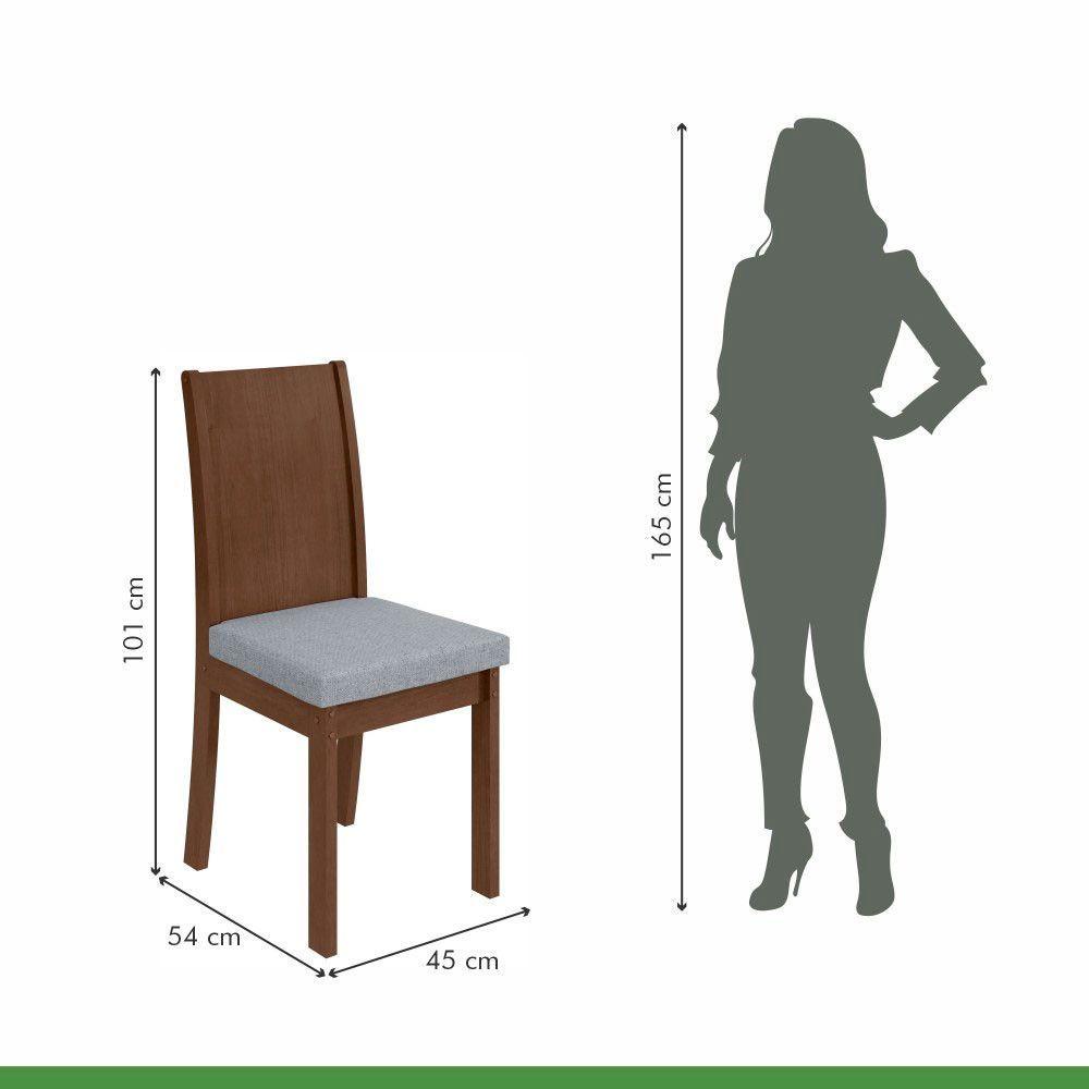 Conjunto 2 Cadeiras Estrutura Mdf/mdp Athenas Móveis Lopas Imbuia/linho Cinza Claro