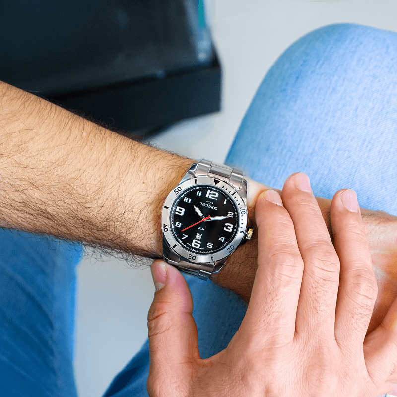 Relógio Masculino Technos Prata Prova D'água 50 metros 2115MYK1P