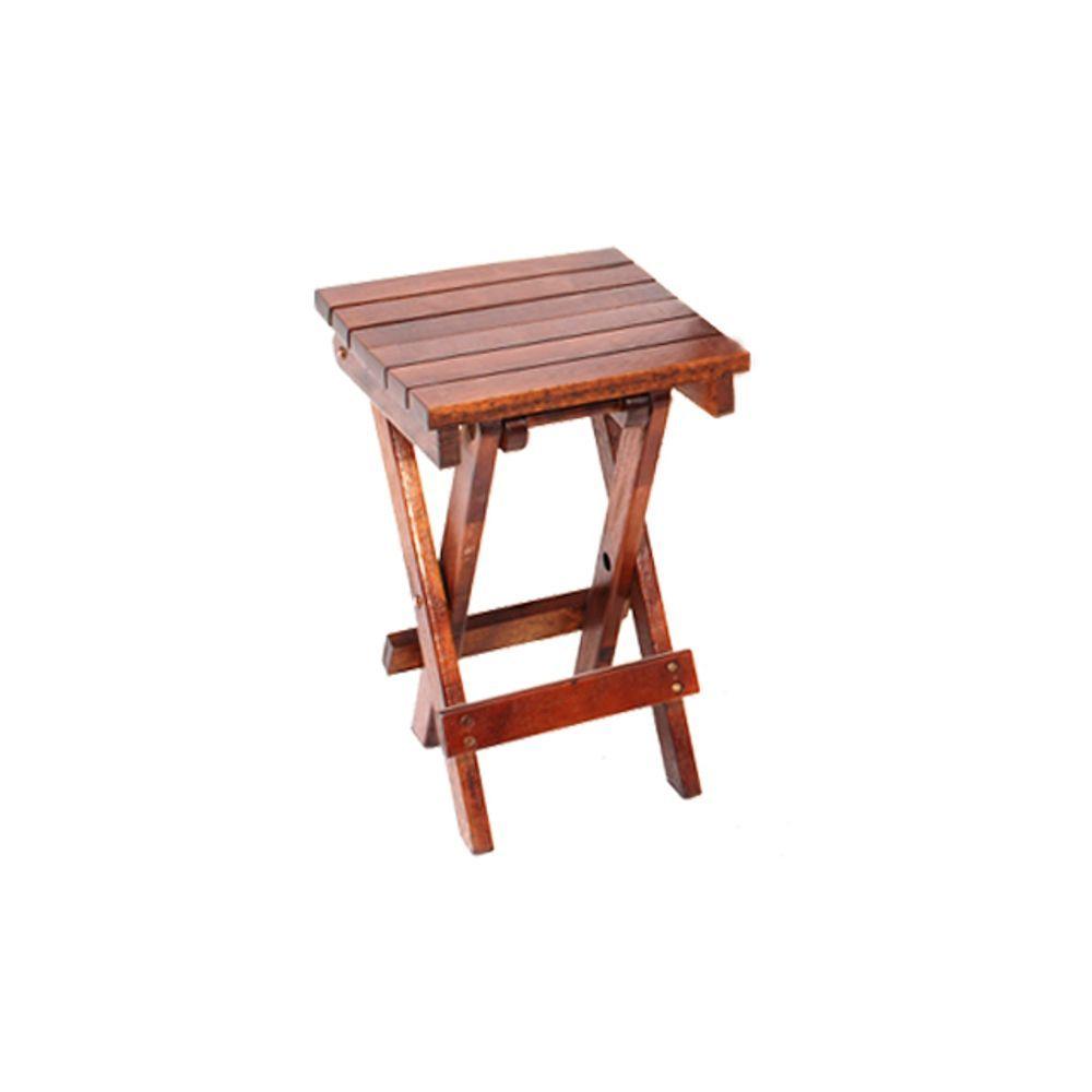 Miniatura Conjunto Restaurante De Mesa Dobravel 60Cm Redondo Com 4 Banquinhos Imbuia Marrom