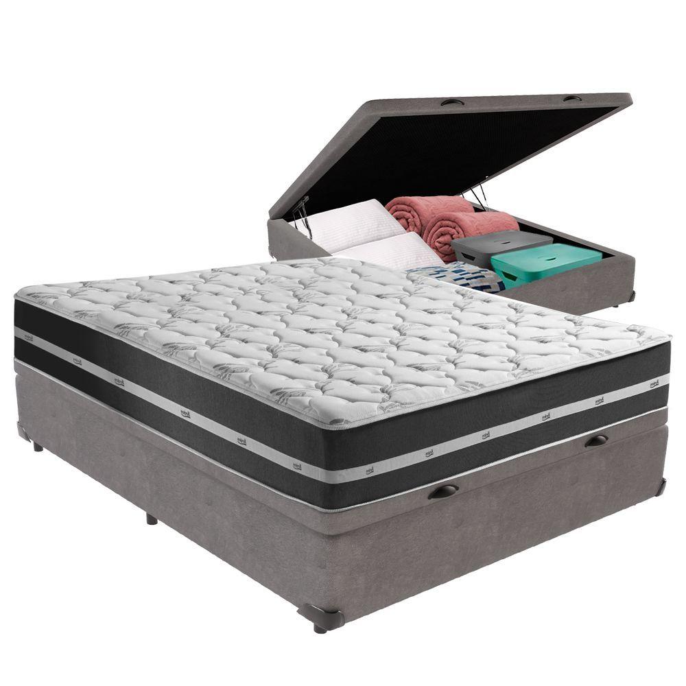 Miniatura Cama + Box Com Bau Casal Classic Anjos Cor:cinza