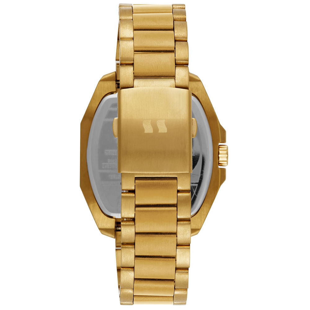 Miniatura Relógio Masculino Hexagonal Aço Dourado