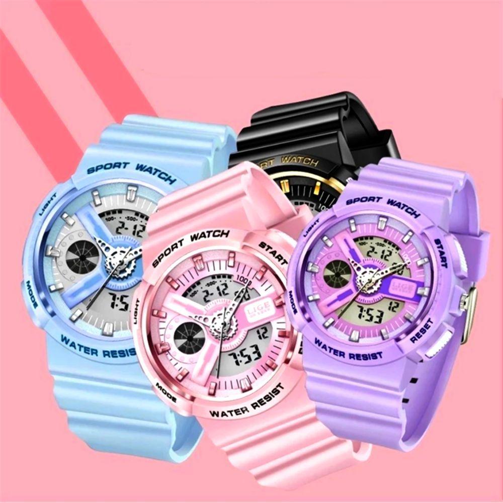 Miniatura Relógio Digital Feminino Duplo Display Esportivo Movimento De Quartzo