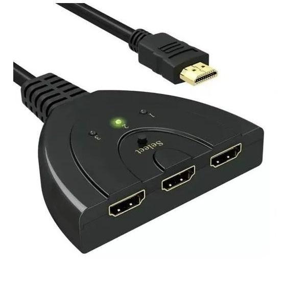 Miniatura Hub Switch 03 Portas Hdmi Com Cabo F-New