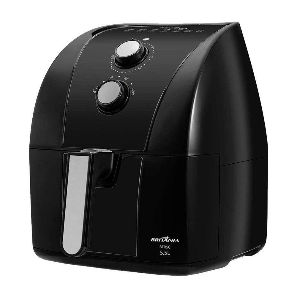 Miniatura Fritadeira Air Fryer Britânia 5,5L Redstone BFR50 Preta 1500W Preto Com Inox 127V
