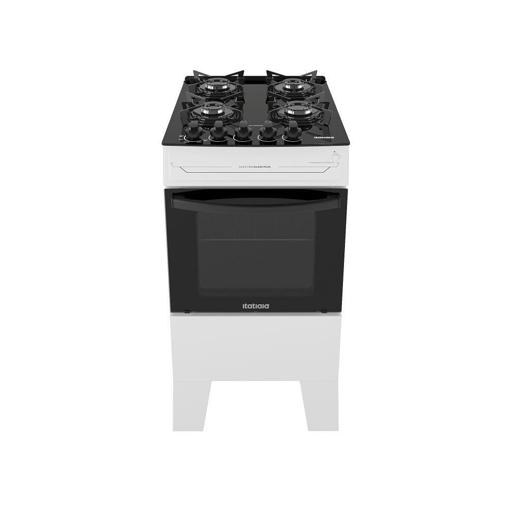 Fogão Itatiaia Electra Glass Pluss Piso 4 Bocas Branco Mesa De Vidro Bivolt (3700000485)