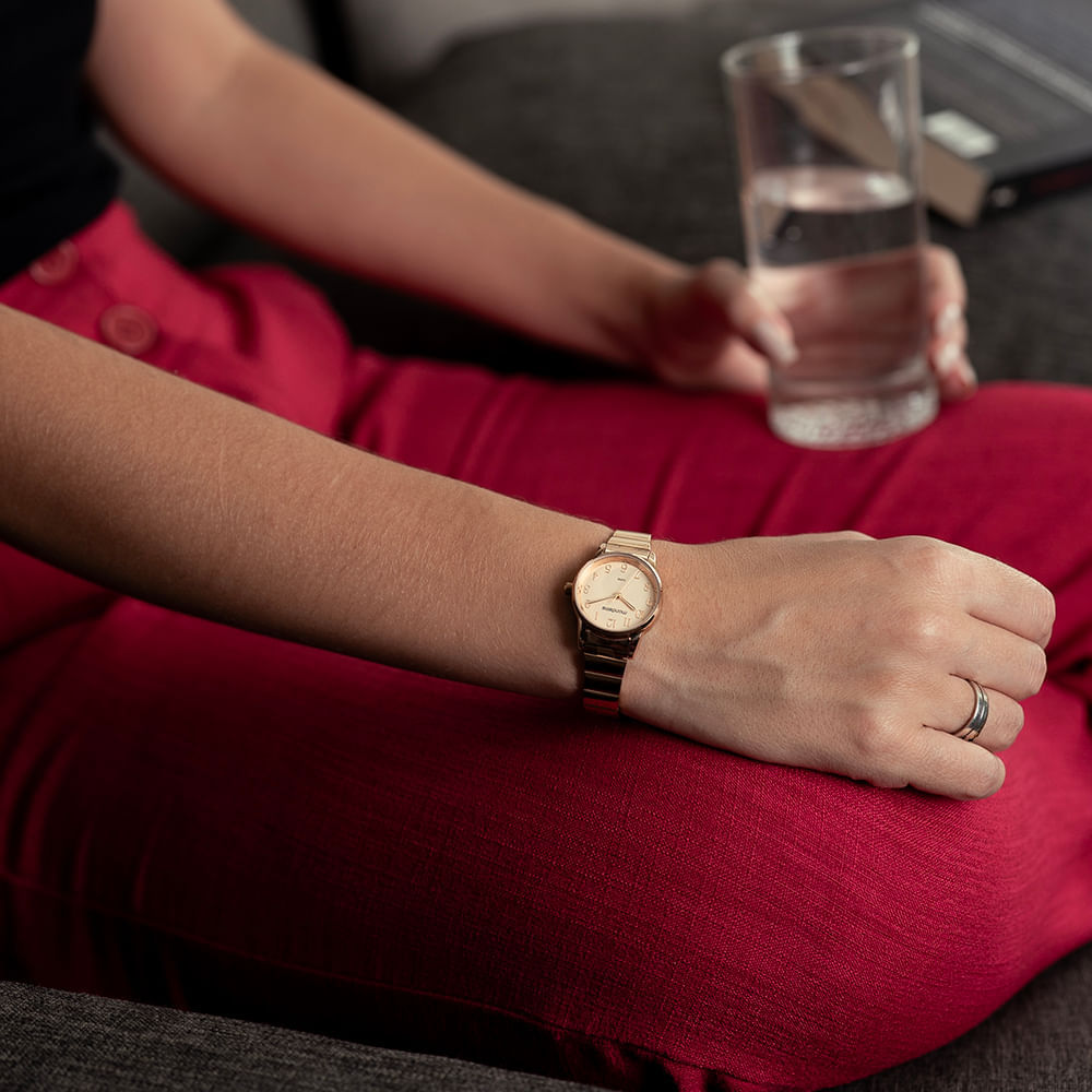Miniatura Relógio Feminino Minimalista Rosé