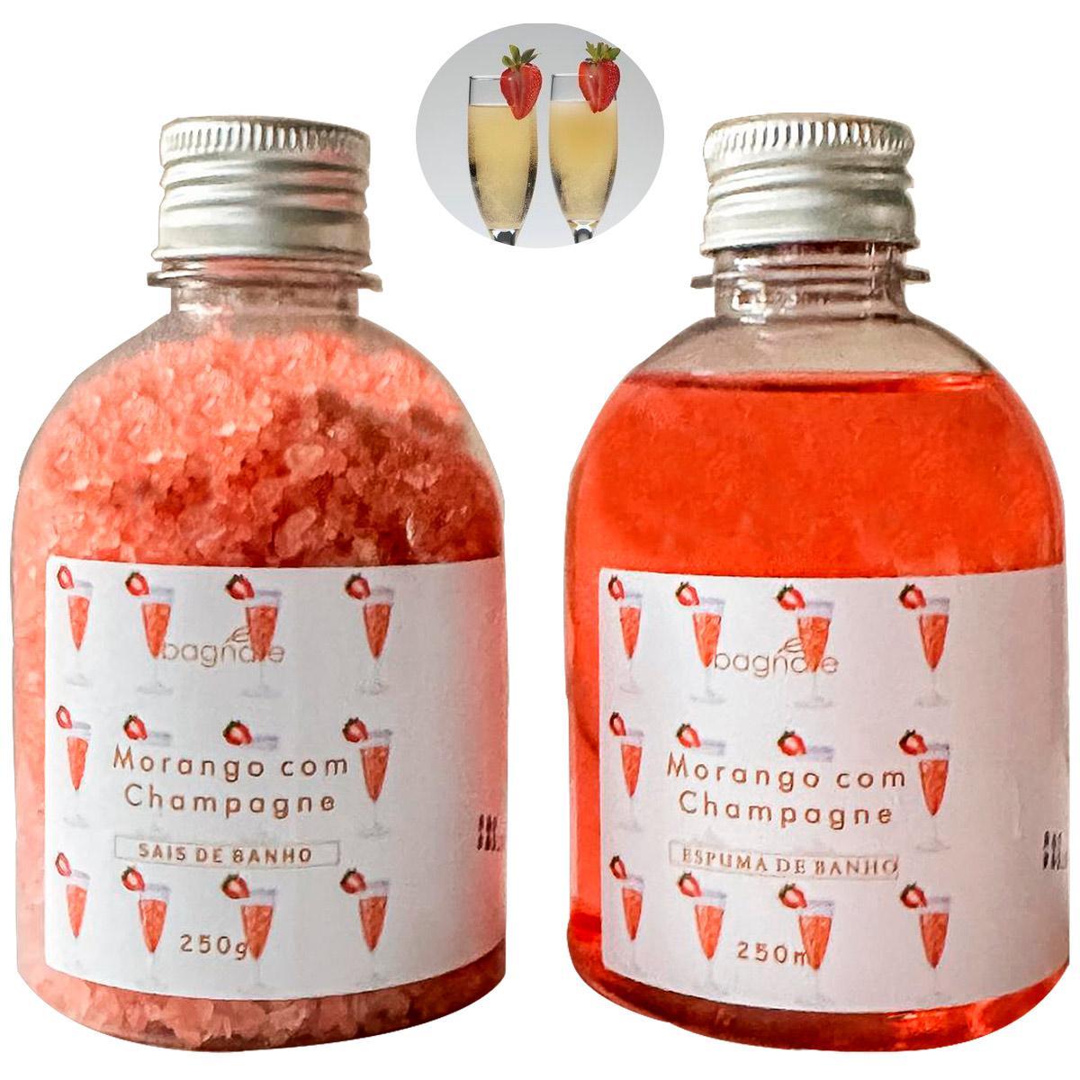 Miniatura Kit Sal De Banho E Espuma Banheira Morango Champagne Romance
