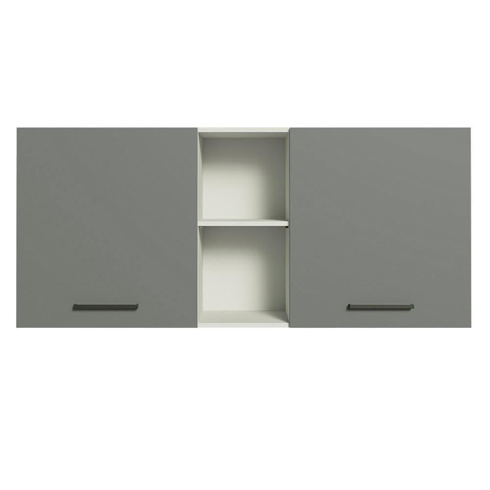 Miniatura Armário Aéreo 150 Cm 2 Portas E 2 Nichos Branco/Cinza