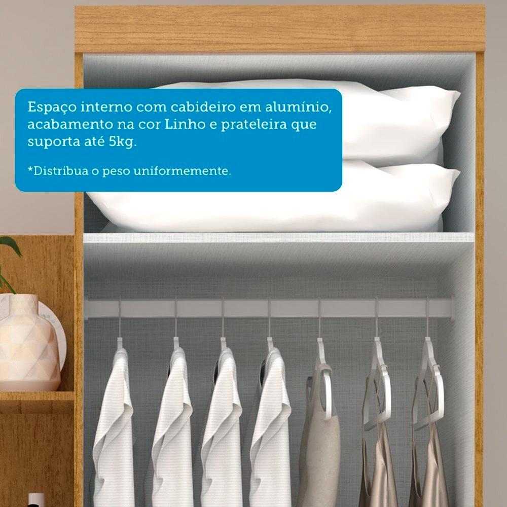 Guarda-roupa Solteiro 110,20cm 2 Portas 4 Gavetas com Espelho 100% Mdf Cinamomo