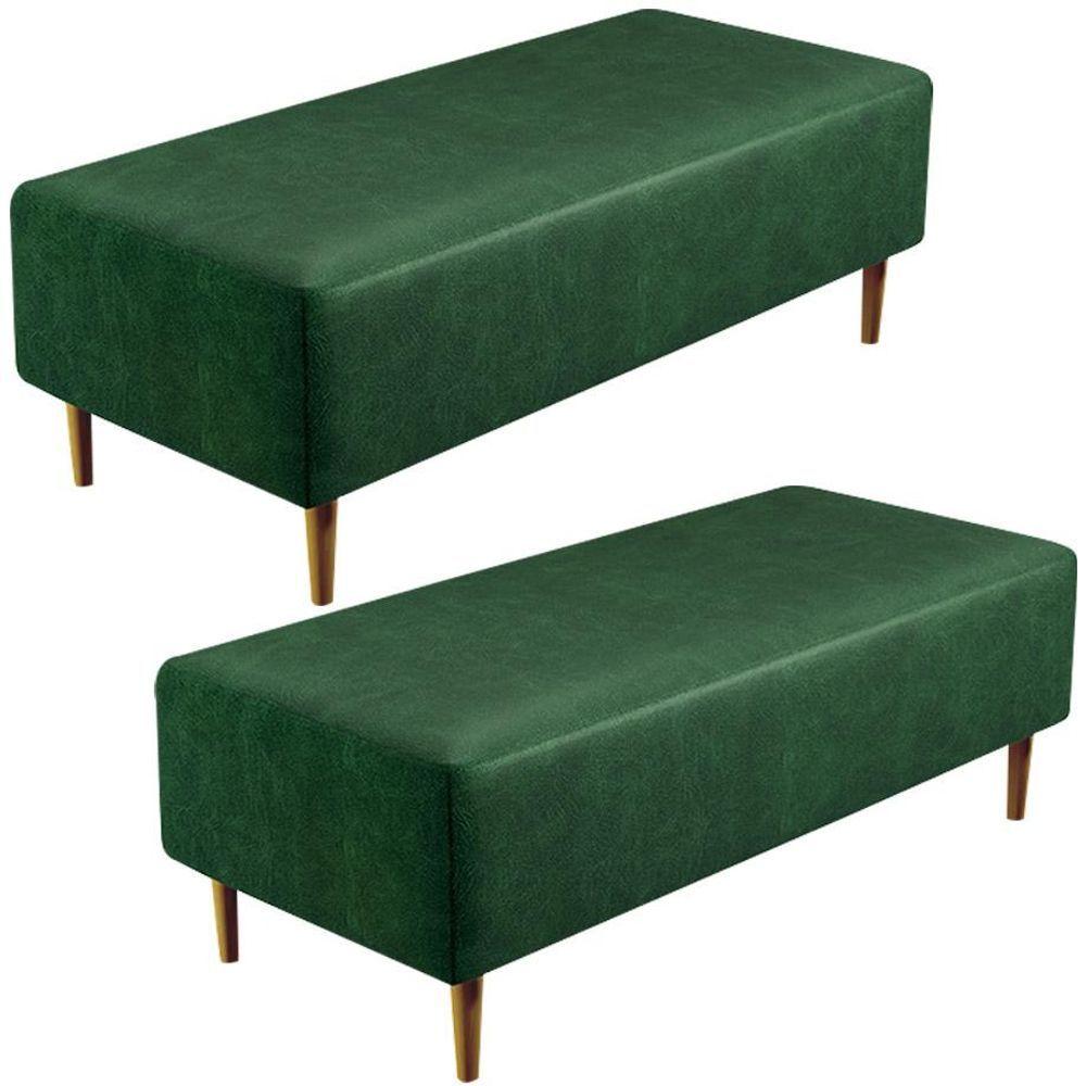 Miniatura Kit 2 Puffs Pés Palito 120x50cm Verde Musgo