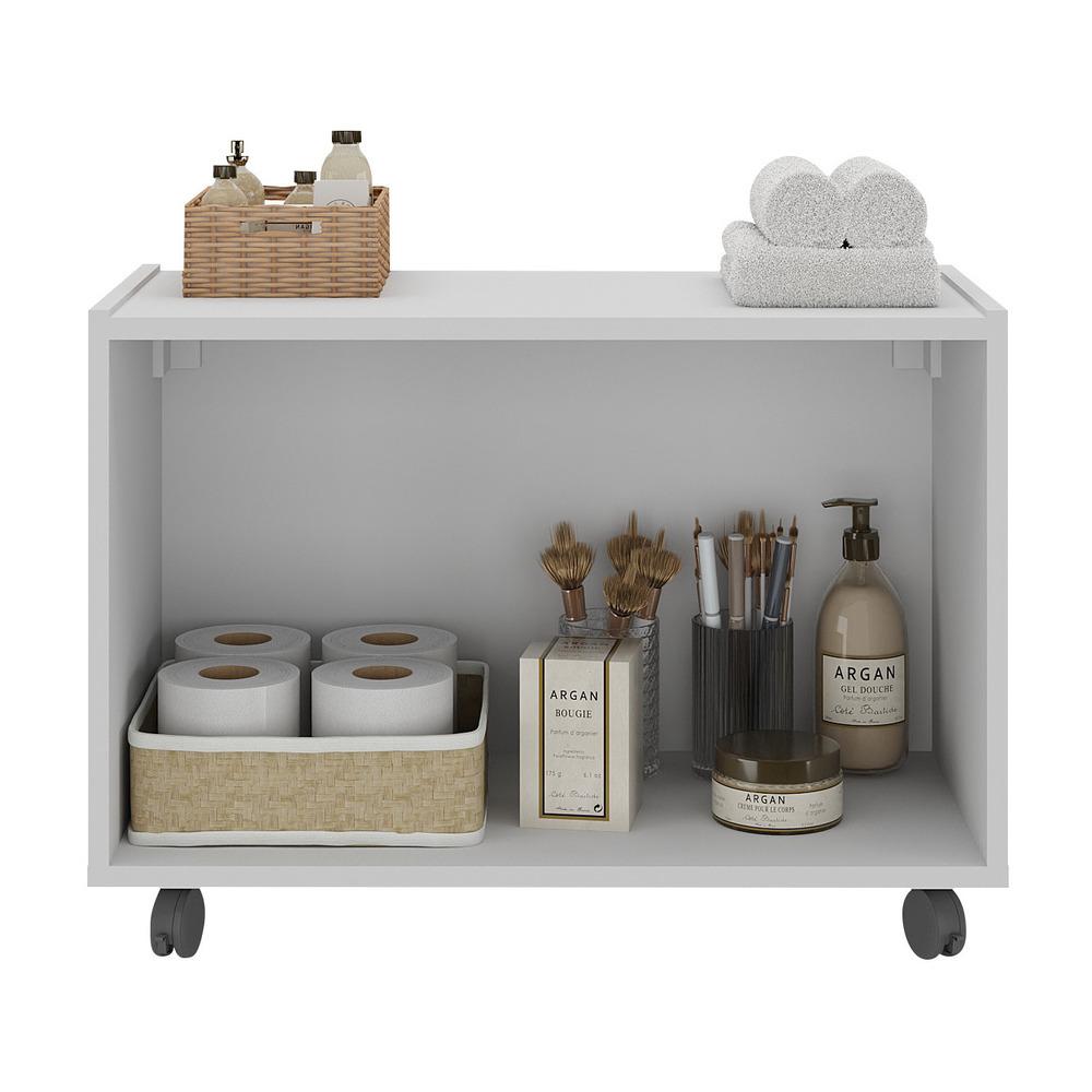 Miniatura Gabinete Armário de Banheiro 62,5cm com Rodízios 2 Portas Multimóveis MP5043 Branco