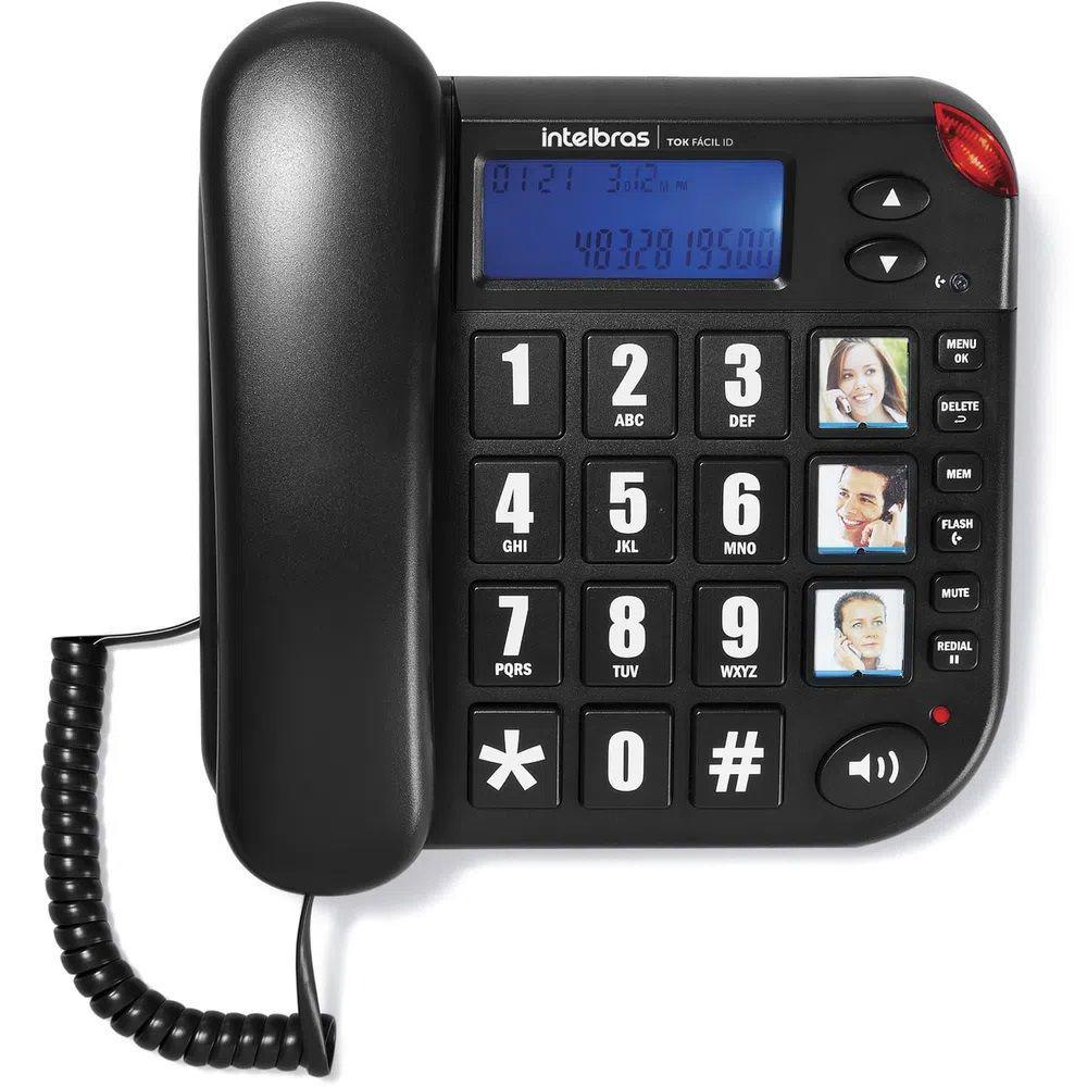 Miniatura Aparelho Telefone Fixo Com Bina Viva Voz E Teclas Grandes