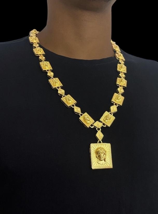 Miniatura Cordão Poze Jesus Cristo + Pingente Banhado A Ouro 18K