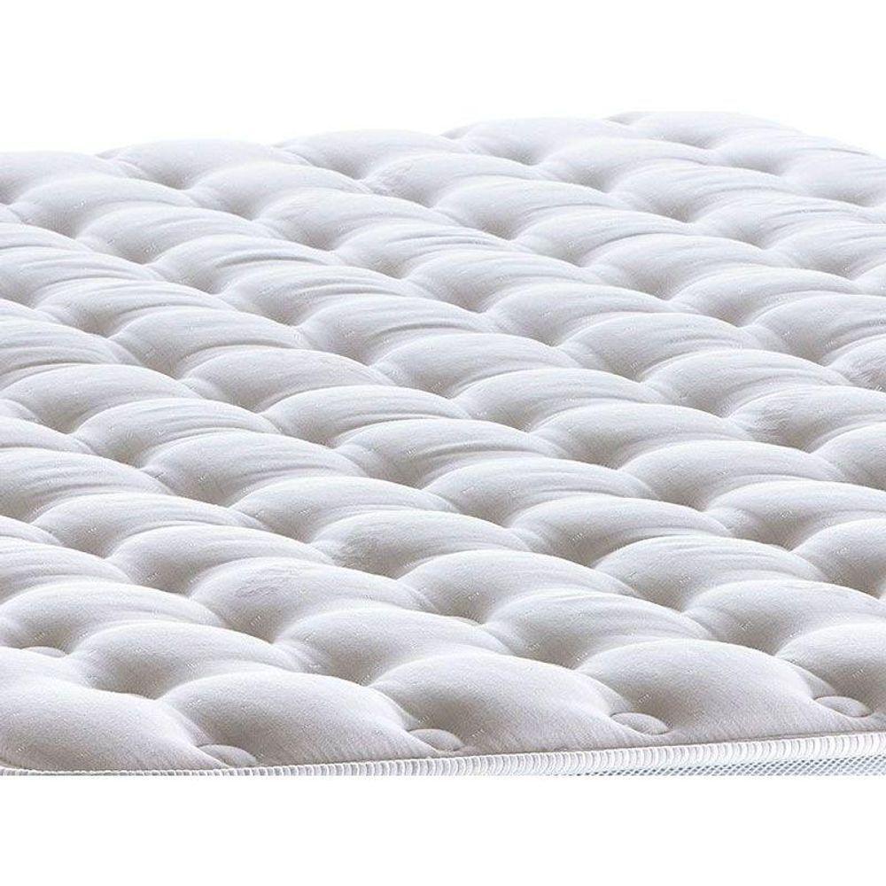 Miniatura Cama Box Queen: Colchão Molas Castor Pocket Light Stress Oxygen New Plush + Base Cinza(158X198)