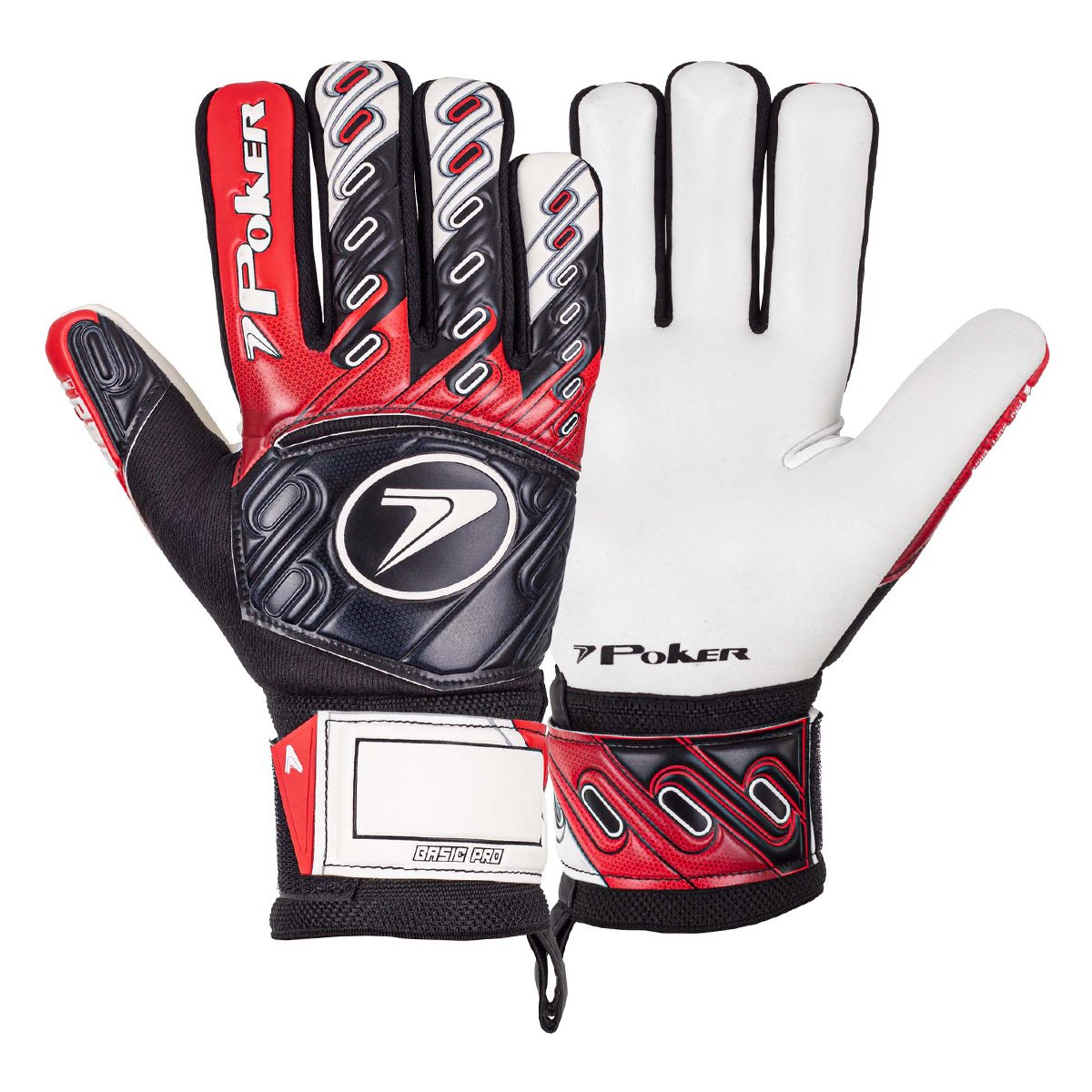 Miniatura Luva de Goleiro Campo Profissional Poker Basic Pro Preto+Vermelho - 09