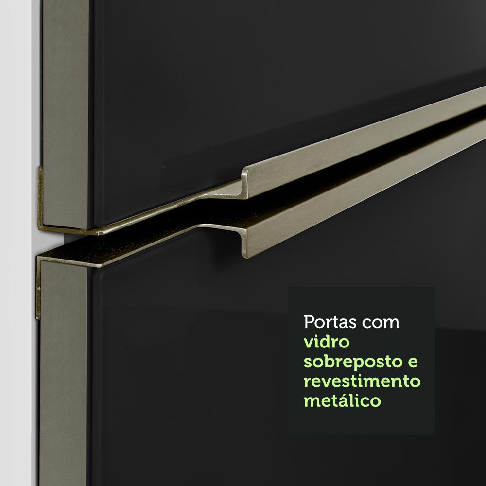 Armário de Cozinha Completa 240cm Branco/Preto Lux Madesa 05 Branco/Preto
