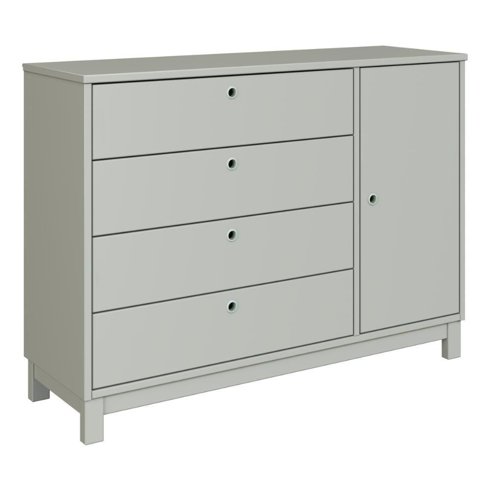 Miniatura Cômoda De Madeira Maciça Com 1 Porta E 4 Gavetas 110cm Multimóveis Cr35279 - Verde Frost