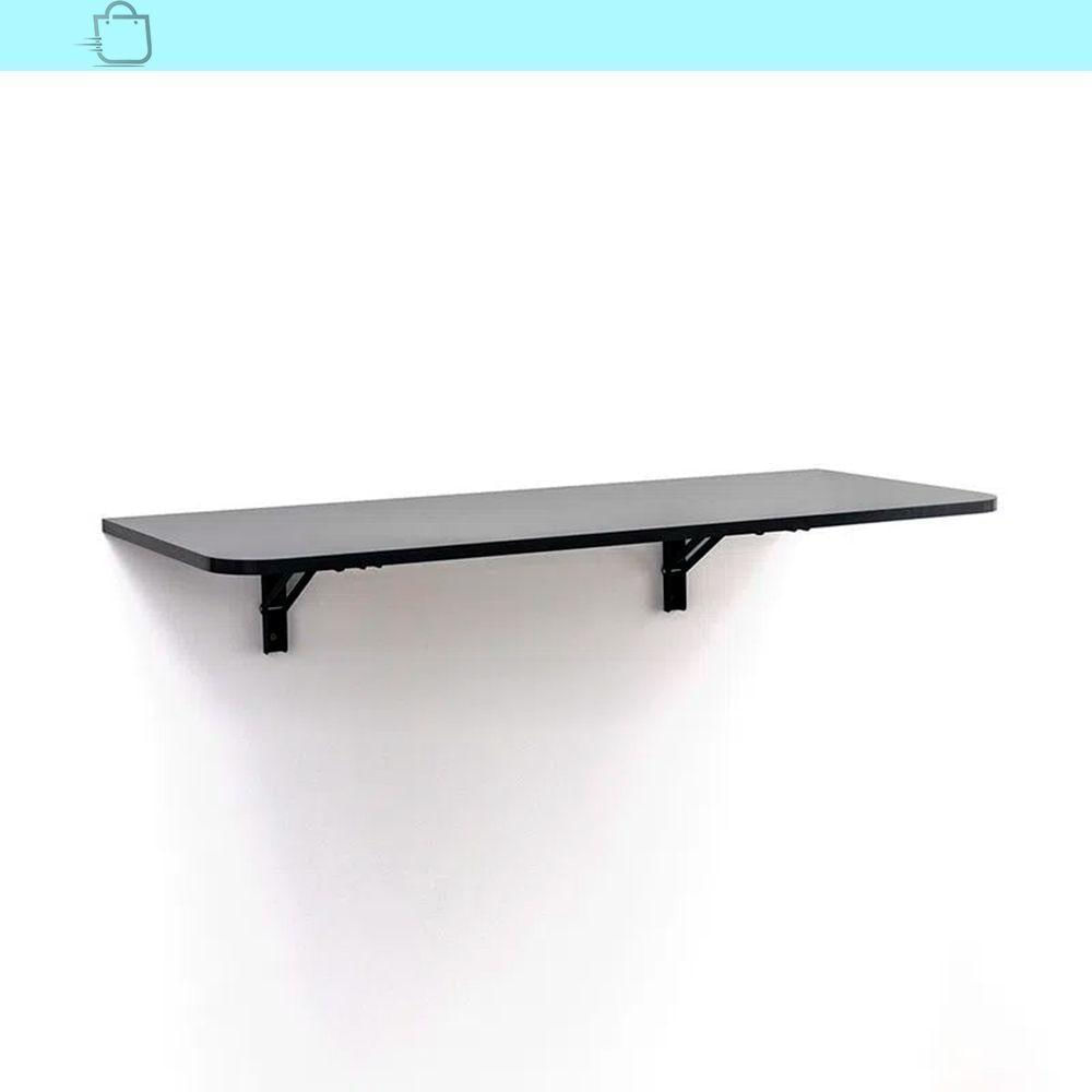 Miniatura Mesa Suspensa Em Mdp Retrátil Para Paredes Preta 80X41Cm